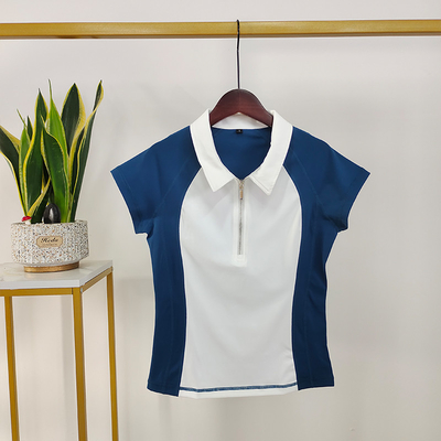 Stitching Contrast Color Horse Riding Polo T Shirts Short Sleeve Base Layer