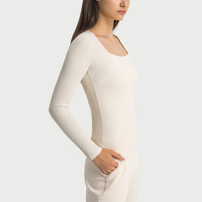 Autumn Ribbed Sports Long Sleeve Yoga Tops Active Stretch Fit Women Sportswear