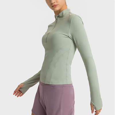 Stand Collar Hidden Zip Horse Riding Tops Stretch Equestrian Base Layer Active Stretch