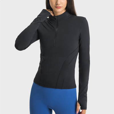 Stand Collar Hidden Zip Horse Riding Tops Stretch Equestrian Base Layer Active Stretch