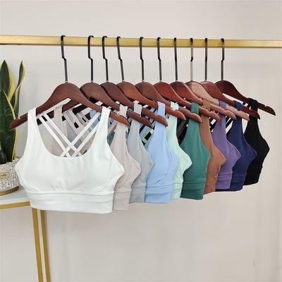 ODM Women's Strappy Sports Bras Removable Chest Padded Sports Bra Criss Cross Back