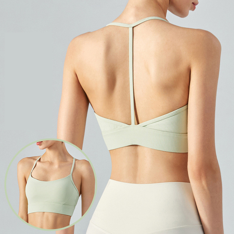 Nylon T-Back Sports Underwear Bra Shockproof Women Fitness`Bra